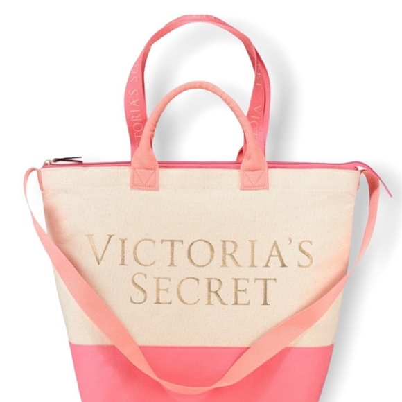 Victoria's Secret Handbags - Victoria’s Secret Tote Bag Pink/Cream  Color 2 in 1 Insulated Cooler
